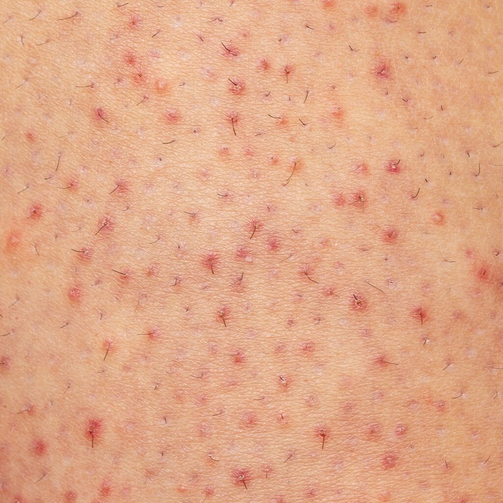 piele cu foliculită - iritație a foliculilor piloși